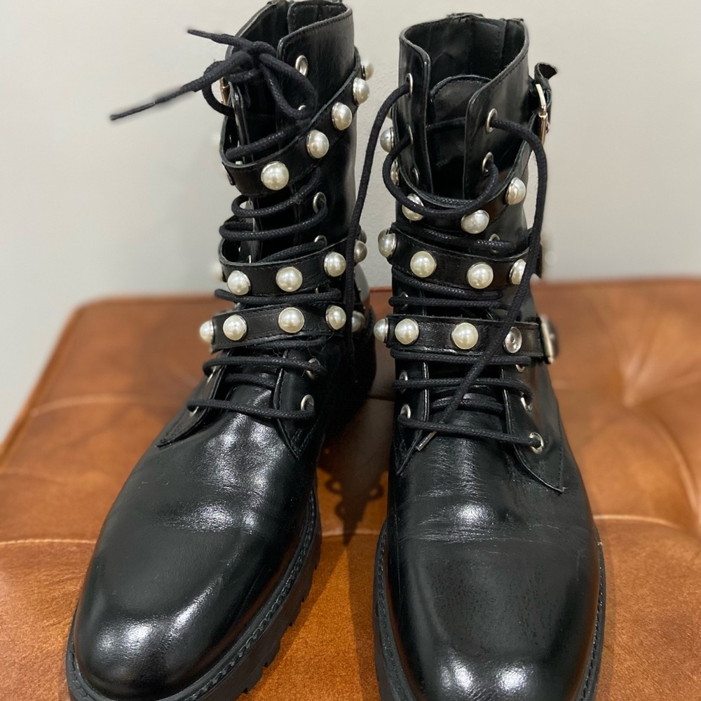 Zara Pearl Combat Boots